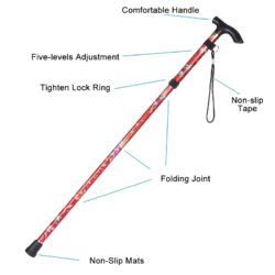 Telescopic walking stick foldable hiking